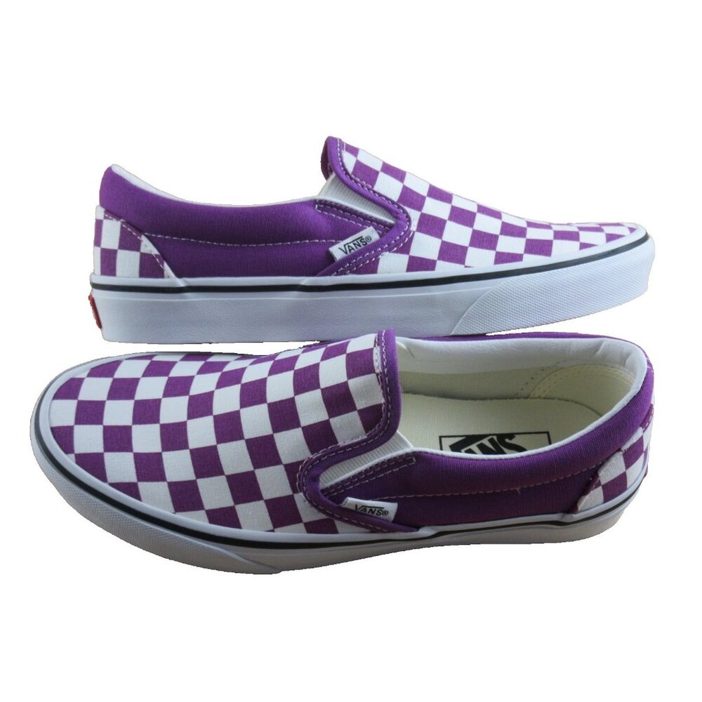 Vans Women's Classic Slip On Willow Purple White Checker Shoes Sizes NEW - Picture 7 of 7